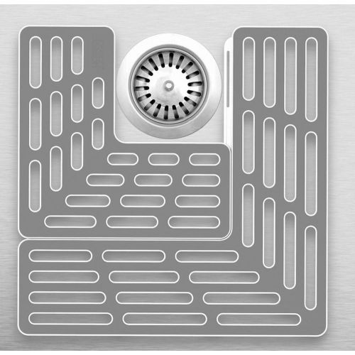 조셉조셉 Joseph Joseph 85037 SinkSaver Adjustable Sink Protector Mat Two Grid Sections Fits Different Drain Positions Non-Slip, Gray