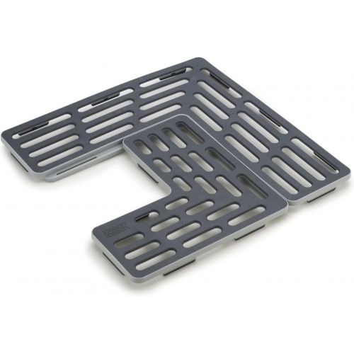 조셉조셉 Joseph Joseph 85037 SinkSaver Adjustable Sink Protector Mat Two Grid Sections Fits Different Drain Positions Non-Slip, Gray