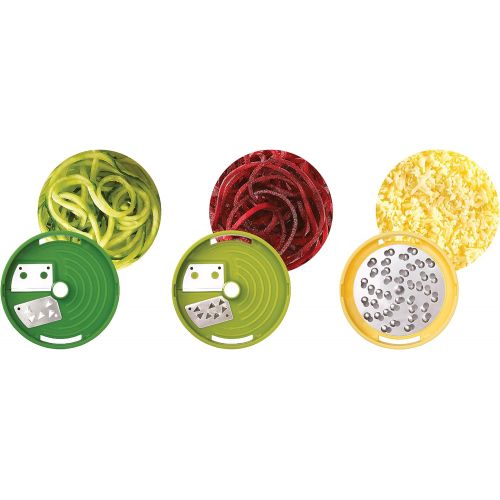 조셉조셉 Joseph Joseph 20105 Spiro Vegetable Spiral Slicer Handheld 3 Blade Veggie Pasta Noodle Spaghetti Grater, One size, Green