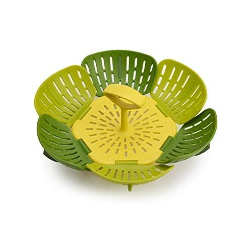 조셉조셉 Joseph Joseph 45030 Bloom Steamer Basket Folding Non-Scratch BPA-Free Plastic and Silicone, Green