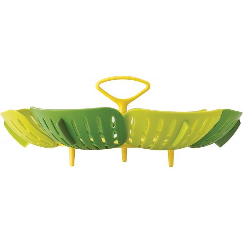 조셉조셉 Joseph Joseph 45030 Bloom Steamer Basket Folding Non-Scratch BPA-Free Plastic and Silicone, Green