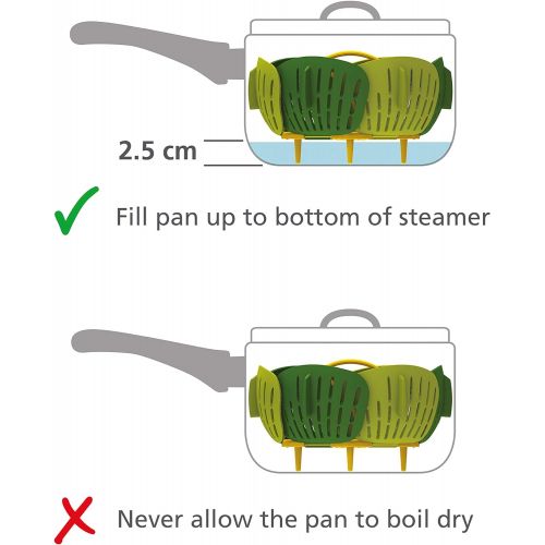 조셉조셉 Joseph Joseph 45030 Bloom Steamer Basket Folding Non-Scratch BPA-Free Plastic and Silicone, Green