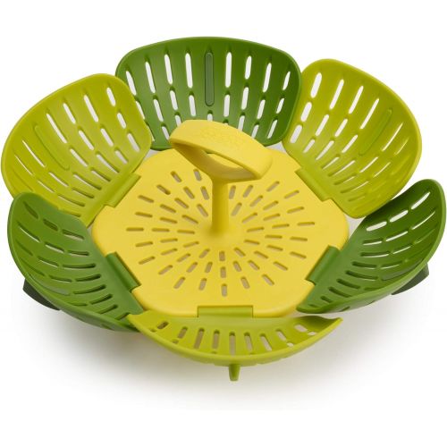 조셉조셉 Joseph Joseph 45030 Bloom Steamer Basket Folding Non-Scratch BPA-Free Plastic and Silicone, Green