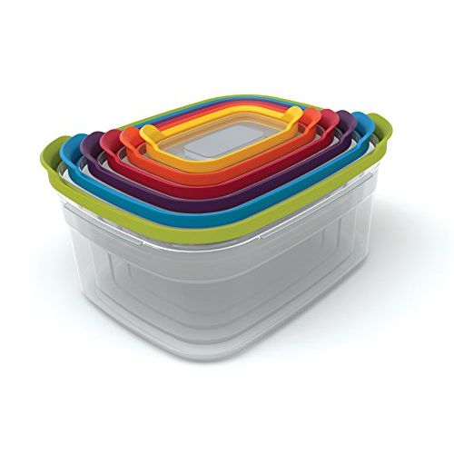 조셉조셉 Joseph Joseph 81009 Nest Plastic Food Storage Containers Set with Lids Airtight Size Name: Microwave Safe 12-Piece, Multicolored