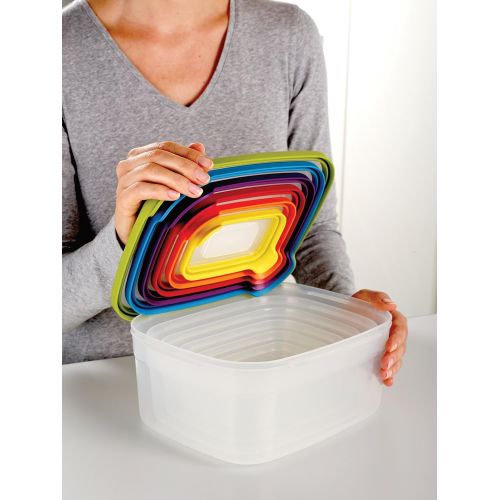 조셉조셉 Joseph Joseph 81009 Nest Plastic Food Storage Containers Set with Lids Airtight Size Name: Microwave Safe 12-Piece, Multicolored