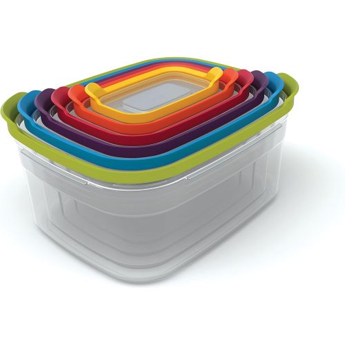 조셉조셉 Joseph Joseph 81009 Nest Plastic Food Storage Containers Set with Lids Airtight Size Name: Microwave Safe 12-Piece, Multicolored