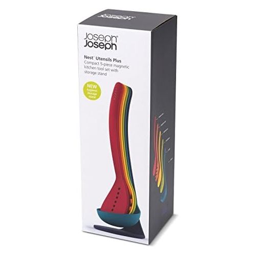 조셉조셉 Joseph Joseph 10124 Nest Utensils Compact Stacking Kitchen Tool Set with Magnetic Storage Stand Nylon, 5-piece, Multicolored