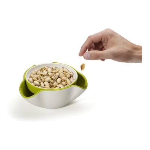 조셉조셉 Joseph Joseph DDWG010GB Double Dish Pistachio Bowl and Snack Serving Bowl, Green/White