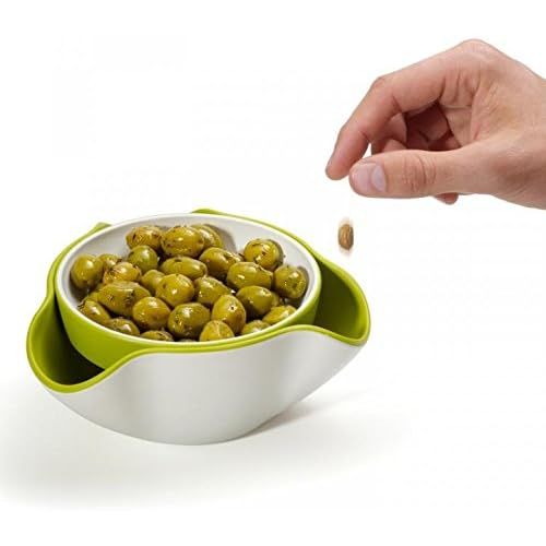 조셉조셉 Joseph Joseph DDWG010GB Double Dish Pistachio Bowl and Snack Serving Bowl, Green/White