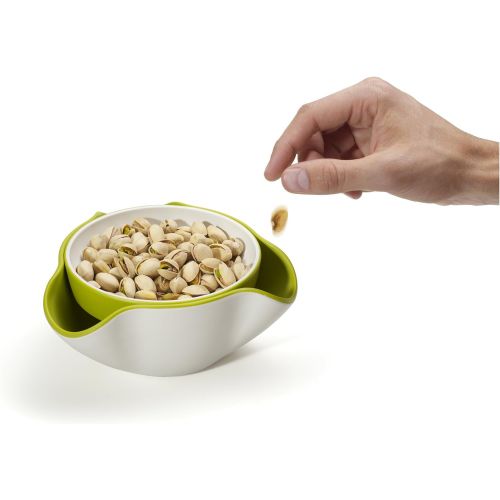 조셉조셉 Joseph Joseph DDWG010GB Double Dish Pistachio Bowl and Snack Serving Bowl, Green/White