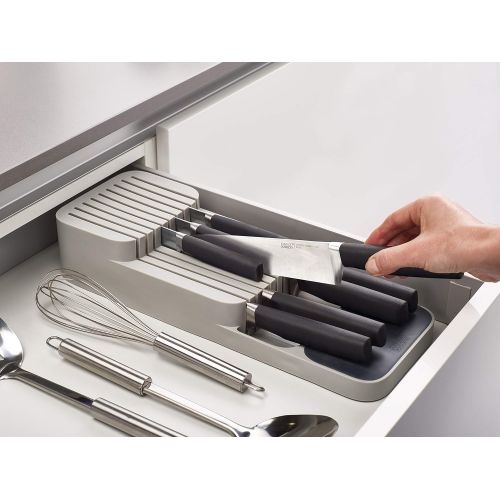 조셉조셉 Joseph Joseph 10511 DrawerStore Set Kitchen Drawer Organizer Tray for Cutlery and Knives, Gray