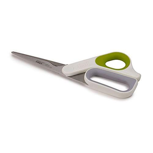 조셉조셉 Joseph Joseph 10302 PowerGrip Kitchen Shears Scissors with Thumb Grip and Herb Stripper Separates for Cleaning Japanese Stainless-Steel, One-size, White/Green