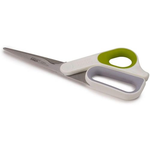 조셉조셉 Joseph Joseph 10302 PowerGrip Kitchen Shears Scissors with Thumb Grip and Herb Stripper Separates for Cleaning Japanese Stainless-Steel, One-size, White/Green