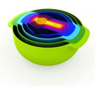 Joseph Joseph Nest 9 Nesting Bowls Set with Mixing Bowls Measuring Cups Sieve Colander, 9-Piece, Multicolored