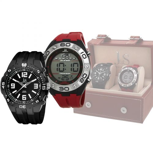  Joshua & Sons Mens Swiss Quartz DigitalAnalog Strap Watch Set by Joshua & Sons