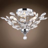 Joshua Marshal Branch of Light 4 Light Chrome LED Flush Mount with Clear Swarovski Crystals