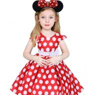 Jossica Little Girls Polka Dot Skirt Cap with Headband Princess Birthday Mouse Costume Fancy Dress Up