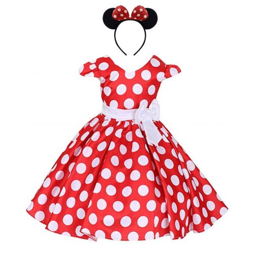  Jossica Little Girls Polka Dot Skirt Cap with Headband Princess Birthday Mouse Costume Fancy Dress Up