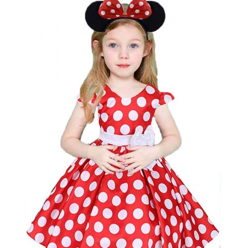  Jossica Little Girls Polka Dot Skirt Cap with Headband Princess Birthday Mouse Costume Fancy Dress Up