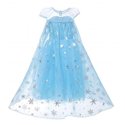  Jossica Toddler Girls Snow Queen Elsa Costumes Frozen Princess Sequins Dress Up Party Outfit with Crown