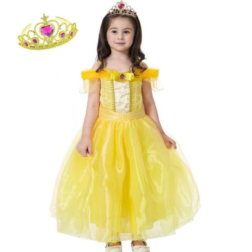  Jossica Little Girls Princess Belle Costume Party Dress up with Crown