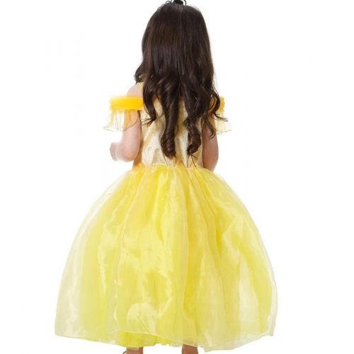  Jossica Little Girls Princess Belle Costume Party Dress up with Crown