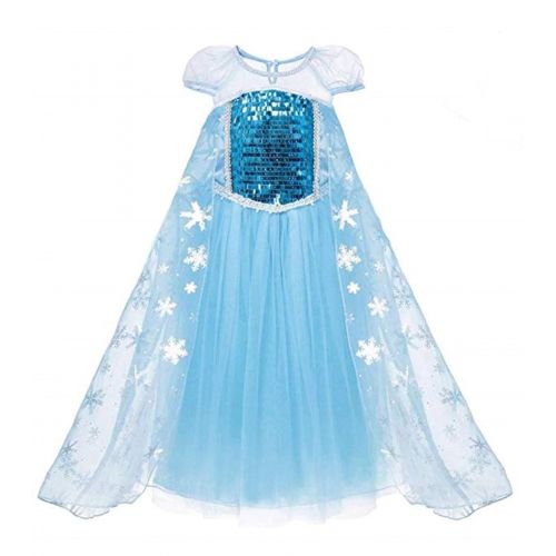  Jossica Toddler Girls Snow Queen Elsa Costumes Frozen Princess Sequins Dress Up Party Outfit with Crown