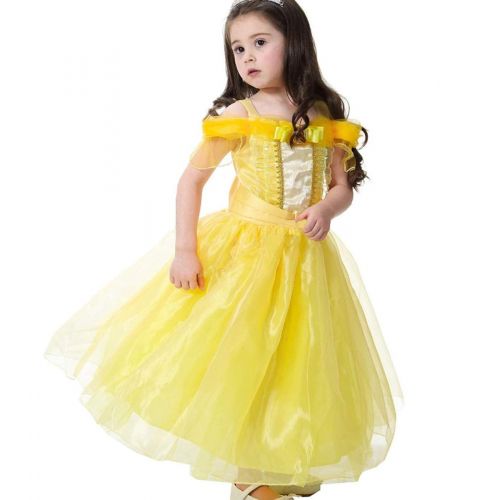  Jossica Little Girls Princess Belle Costume Party Dress up with Crown