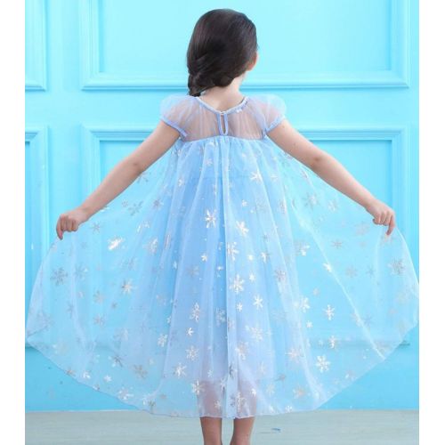  Jossica Toddler Girls Snow Queen Elsa Costumes Frozen Princess Sequins Dress Up Party Outfit with Crown