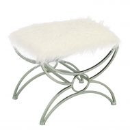 Joveco Luxury Modern Design White Fabric Cushion Upholstered Footrest Stool (White Fabric 2)