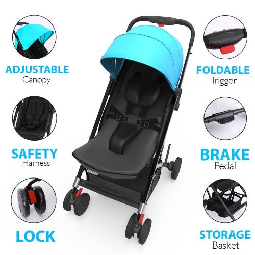  Jovial Portable Folding Baby Carriage Stroller - Black Red Foldable Collapsible Infant Umbrella Jogger Travel...