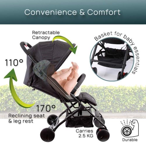  Jovial Portable Folding Baby Carriage Stroller - Black Red Foldable Collapsible Infant Umbrella Jogger Travel...