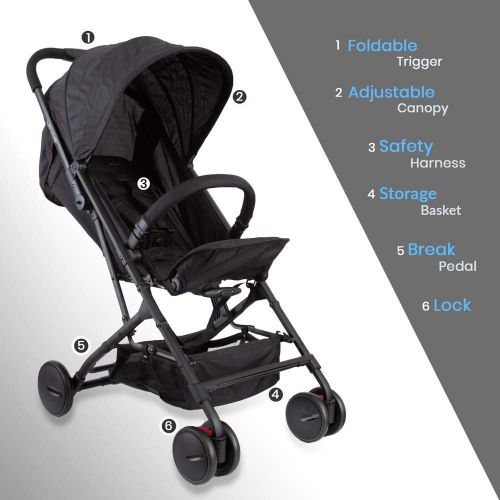  [아마존베스트]Jovial Portable Folding Lightweight Baby Stroller - Smallest Foldable Compact Stroller Airplane Travel ,Compact Storage , 5-Point Safety, Easy 1 Hand Fold, Canopy Sun Shade , Storage Bag