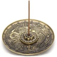 인센스스틱 JOVIVI Brass Incense Holder - Dragon and Phoenix Stick Incense Burner and Cone Incense Holder with Ash Catcher (5 Holes)