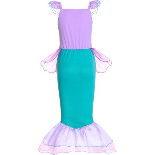  Little Girls Princess Mermaid Costume for Girls Dress Up with Wig,Crown Pink