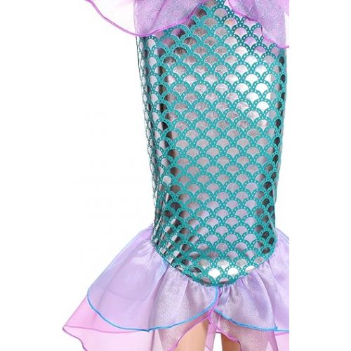  Little Girls Princess Mermaid Costume for Girls Dress Up with Wig,Crown Pink