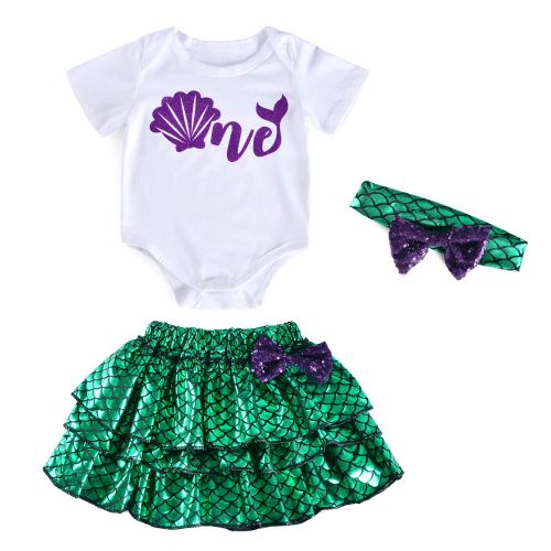  Joy Join 3PCS Toddler Baby Girls Little Mermaid Dress up Skirt Shell Baby Costume With Headband