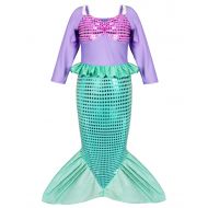 Joy Join Little Mermaid Princess Costume Long Sleeve Sequin Party Dresses for Girls Dress UP 3-10 Years