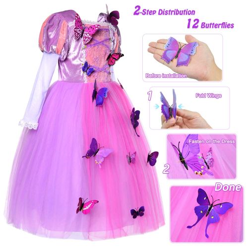  Joy Join Princess Dress (Cinderella,Aurora,Rapunzel,Belle) Costume for Girls Dress Up (3-12Years)