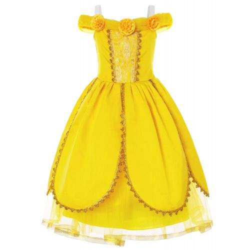  Joy Join Princess Dress (Cinderella,Aurora,Rapunzel,Belle) Costume for Girls Dress Up (3-12Years)