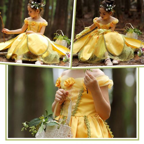  Joy Join Princess Dress (Cinderella,Aurora,Rapunzel,Belle) Costume for Girls Dress Up (3-12Years)