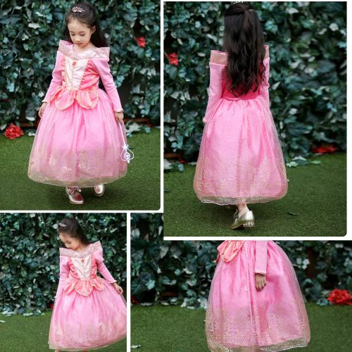  Joy Join Princess Dress (Cinderella,Aurora,Rapunzel,Belle) Costume for Girls Dress Up (3-12Years)