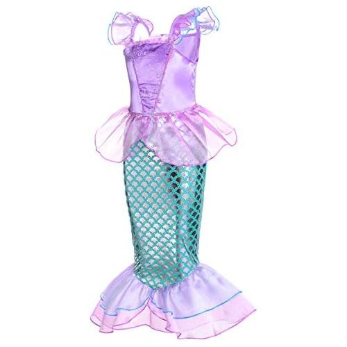  Joy Join Little Girls Princess Mermaid Costume for Girls Dress Up with Wig,Crown,