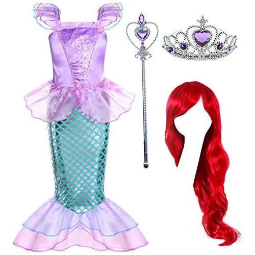  Joy Join Little Girls Princess Mermaid Costume for Girls Dress Up with Wig,Crown,