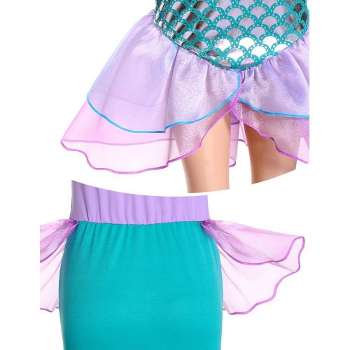  Joy Join Little Girls Princess Mermaid Costume for Girls Dress Up with Wig,Crown,