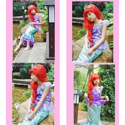  Joy Join Little Girls Princess Mermaid Costume for Girls Dress Up with Wig,Crown,
