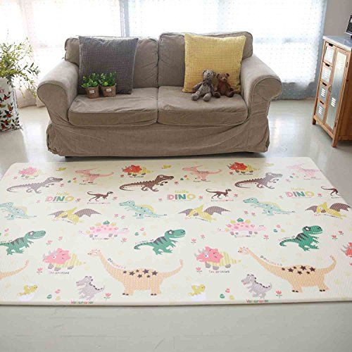  Joy Mat Premium Baby Play Mat - Cushion Floor Foam Mat for Infants Kids Kindergarten  Waterproof, Easy to Clean, Soft and Thick  Non Toxic, Reversible (67 x 55, Dinosaur)