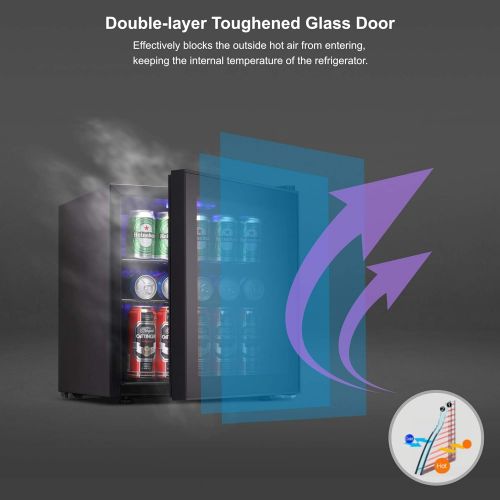  [아마존베스트]Joy Pebble Beverage Cooler and Refrigerator 60 Can Mini Fridge with Glass Door for Soda Beer or Wine Small Drink Cooler for Home Office or Bar (1.6 cu.ft)