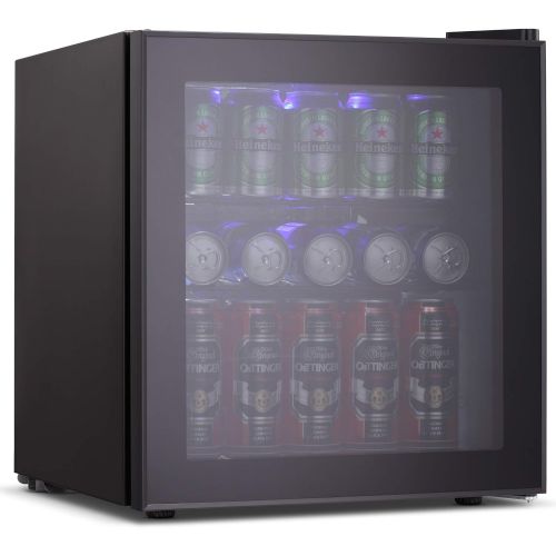  [아마존베스트]Joy Pebble Beverage Cooler and Refrigerator 60 Can Mini Fridge with Glass Door for Soda Beer or Wine Small Drink Cooler for Home Office or Bar (1.6 cu.ft)