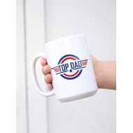 JoyHipGifts Top Dad Patriotic America Awesome Funny Great Father Gift White 15oz Mug